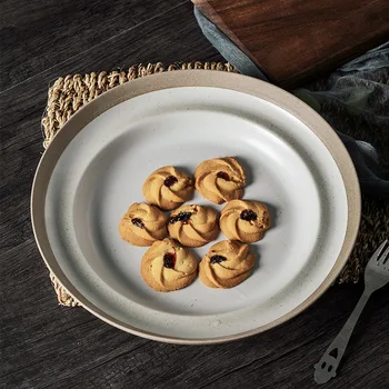 

Cutlery Set Dinner Plate Ceramic Tray Serving Dish Steak Plate Rough Pottery Plate Handmade Creative Tray Home Fruit Dish 1pcs