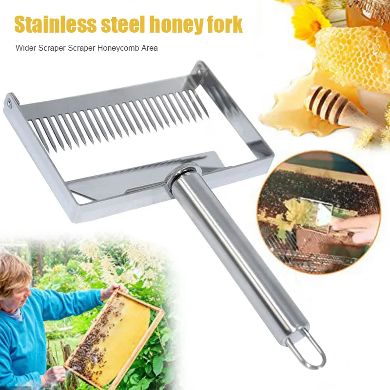 Large Honey Honeycomb Scraper Stainless Steel Honey Scraper Fork Beekeeping Honey Uncapping Bee Hive Shovel Tools BDF99