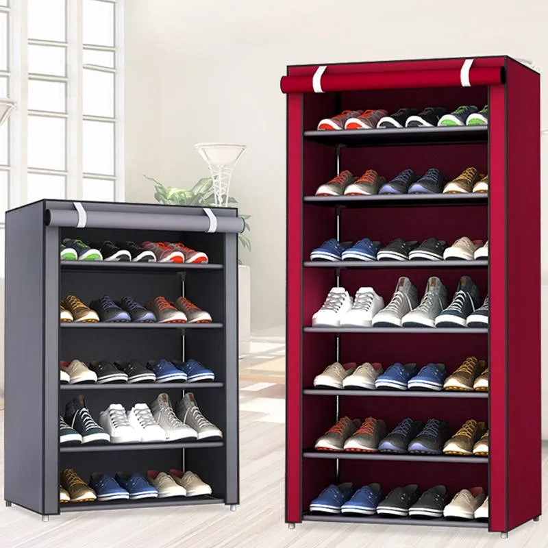 Prix Organisateur à la maison de étagère à chaussures d acier inoxydable de multicouches pour des étagères de fer anti poussière d armoire d étagère de chaussure pour l étagère de support de stockage de chaussures