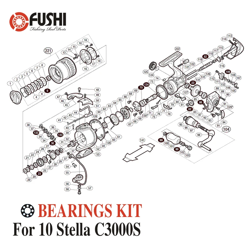 Newell 232 Fishing Reel Rubber Sealed Bearing Kit