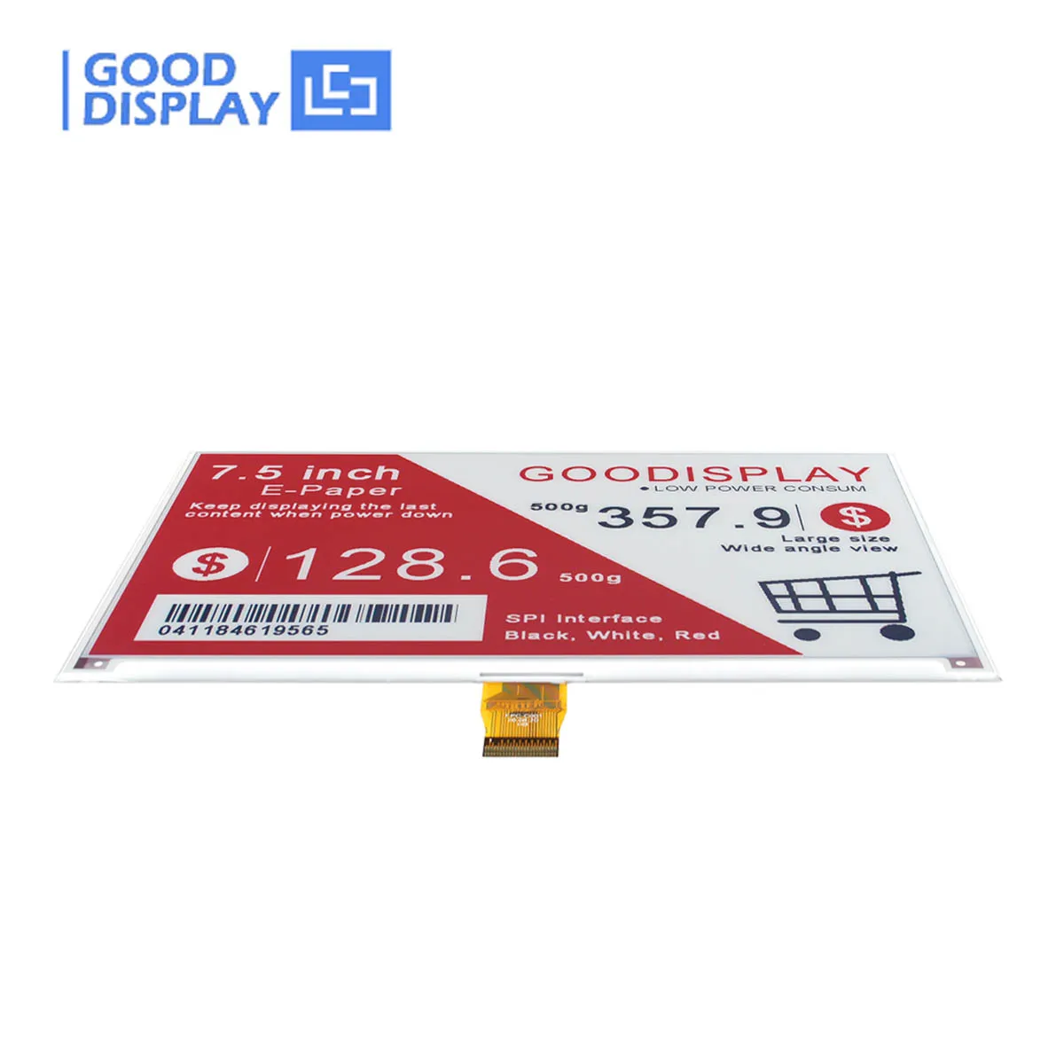 Display de Papel Eletrônico Atualização Completa de Peças Preto e Branco Vermelho Tri-color Gdey075z08 75 Polegadas - Imagem 6