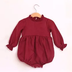 HS – barboteuse à manches longues pour bébé fille, combinaison une pièce, 100% coton biologique, vêtements pour nouveau né, 0 2T 