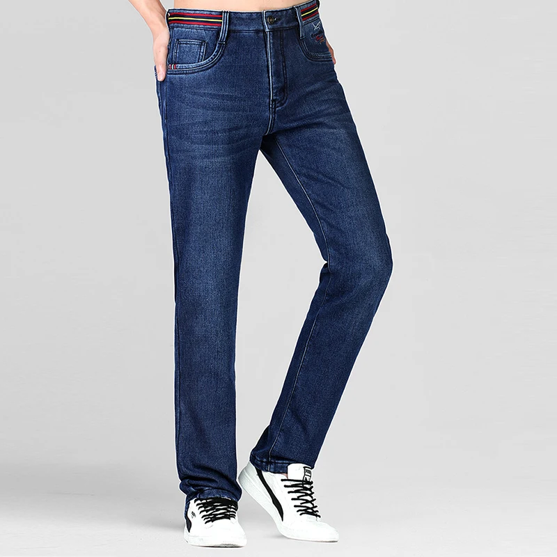 Брюс и Акула Модные мужские кашемировые джинсы эластичные брюки облегающие брендовые джинсы с логотипом Стрейчевые джинсы 8257 большой размер