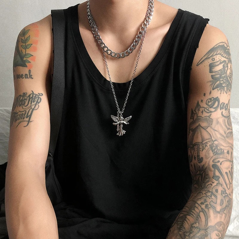 Мужская одежда панк ожерелье из нержавеющей стали хип-хоп цепь кубинская Тормозная цепь мужская одежда рок группа женские ювелирные изделия панк хип-хоп ожерелье