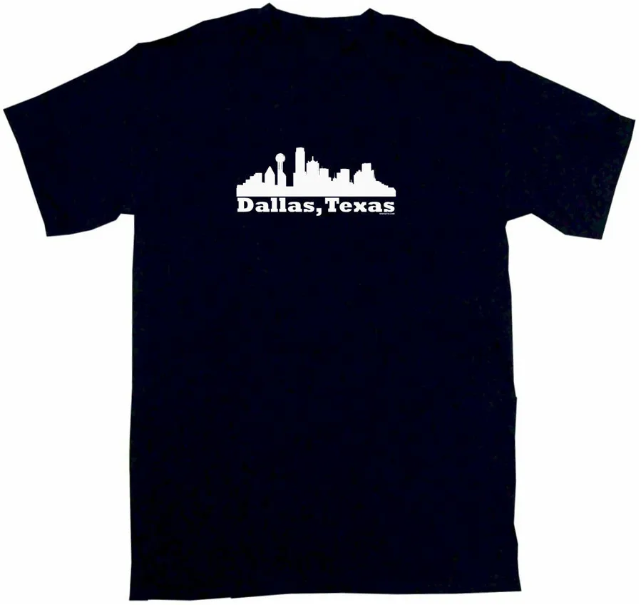 Dallas Texas City Skyline Silhouette Мужская футболка выбрать размер и цвет маленький 6Xl уличная