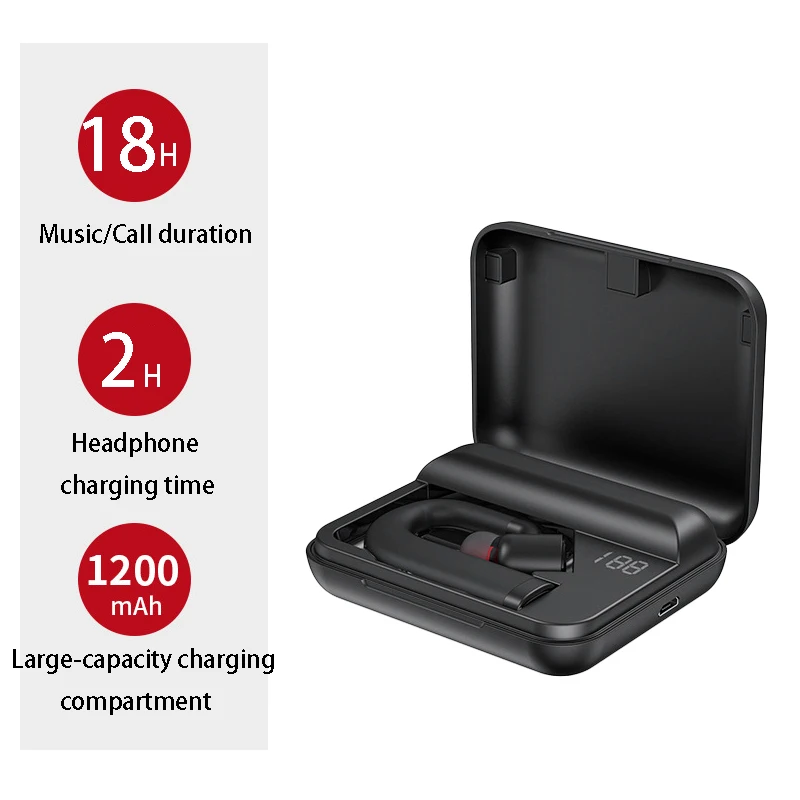 Bluetooth Earbuds Wireless Bluetooth Headset Super Long Standby Digital Display Hanging Ear Sports Headphones