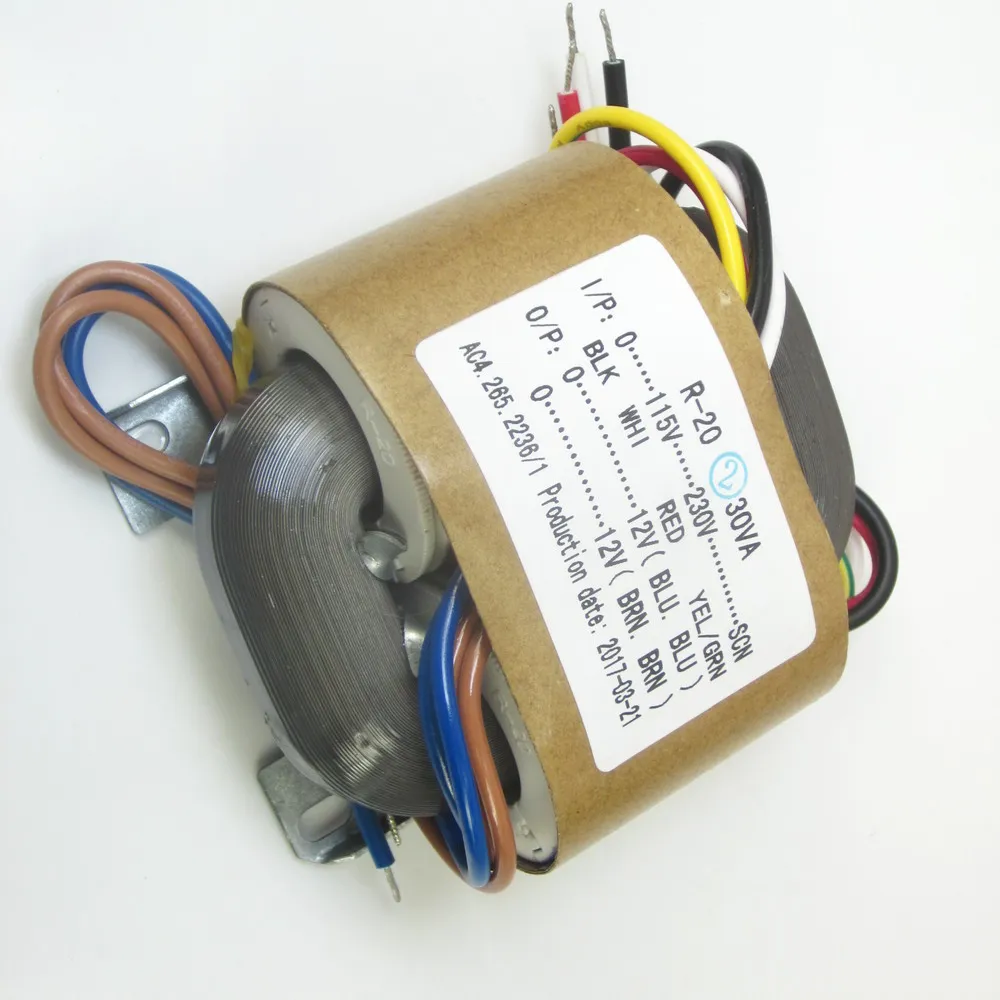 1PC 115V/230V 30W 오디오 R 코어 변압기 프리앰프용 고품질 12V+12V