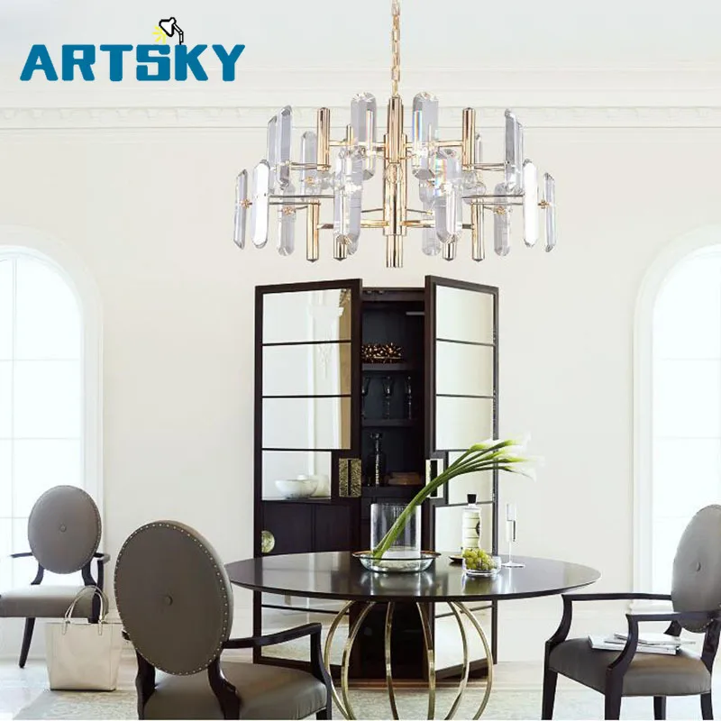 Modern Luxury Golden Crystal Chandelier Villa Hotel Decoration Lamp