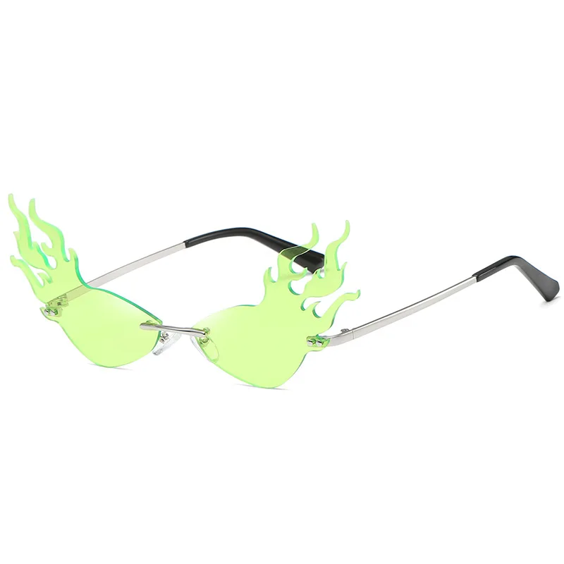 Новинка, Винтажные Солнцезащитные очки кошачий глаз с пламенем, женские, мужские, модные, фирменный дизайн, тонированные, прозрачные, солнцезащитные очки для женщин, UV400 - Цвет линз: Green