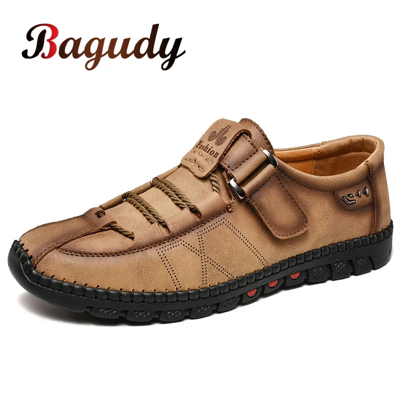 Handmade Men Flats Casual Shoes Breathable Outdoor Training High Quality Split Leather Moccasins Autumn Winter | Обувь