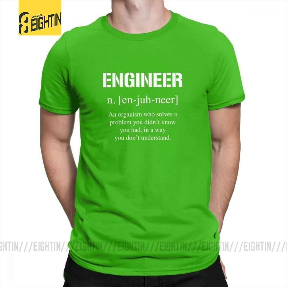 Футболки с надписью «Engineer Charm», мужские футболки с круглым вырезом и коротким рукавом, Забавные футболки из хлопка размера плюс для отдыха - Цвет: Зеленый