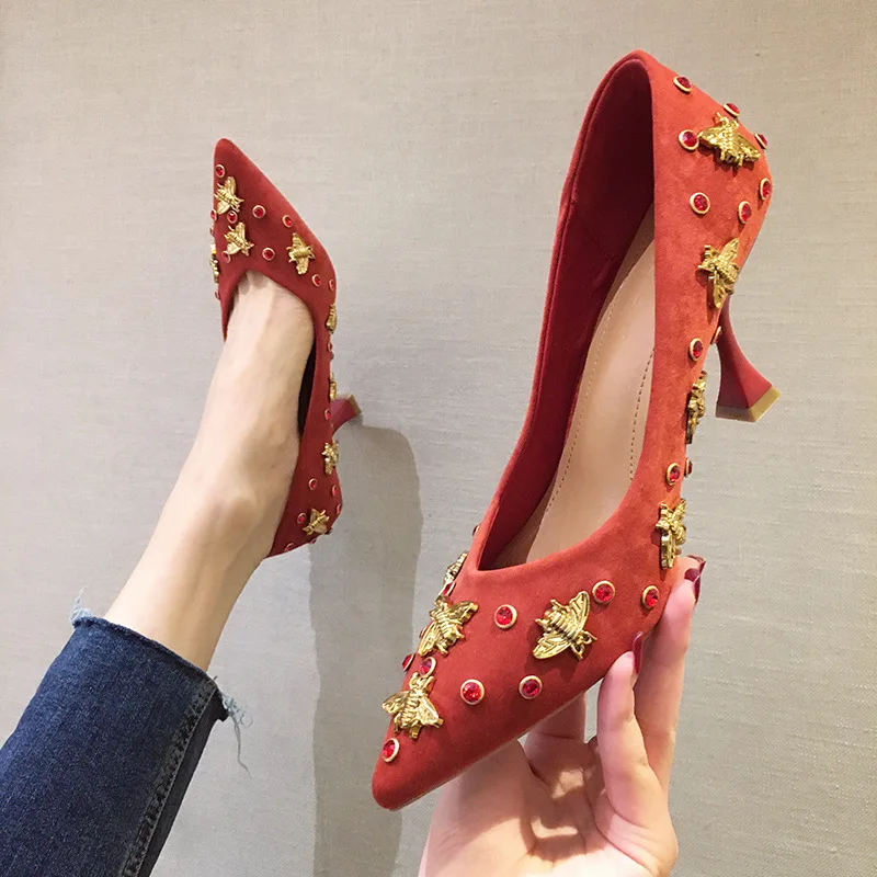 

2020 Spring And Autumn New Style High Heel Shoes Women's Thin Heeled Pointed Shallow Mouth Shoes Women's Fashion Korean-style Sm