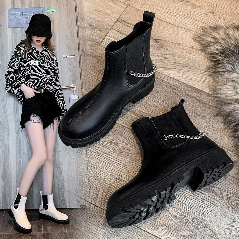 

Chelsea Boots Women Winter Shoes Set Of Feet Women's Ankle Boots Black Female Autumn Fashion Stretch Platform Women's Booties