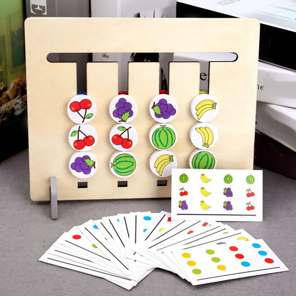 Игрушка Монтессори цвета и фрукты двухсторонняя игра логического мышления обучение детей развивающие игрушки Детские деревянные игрушки