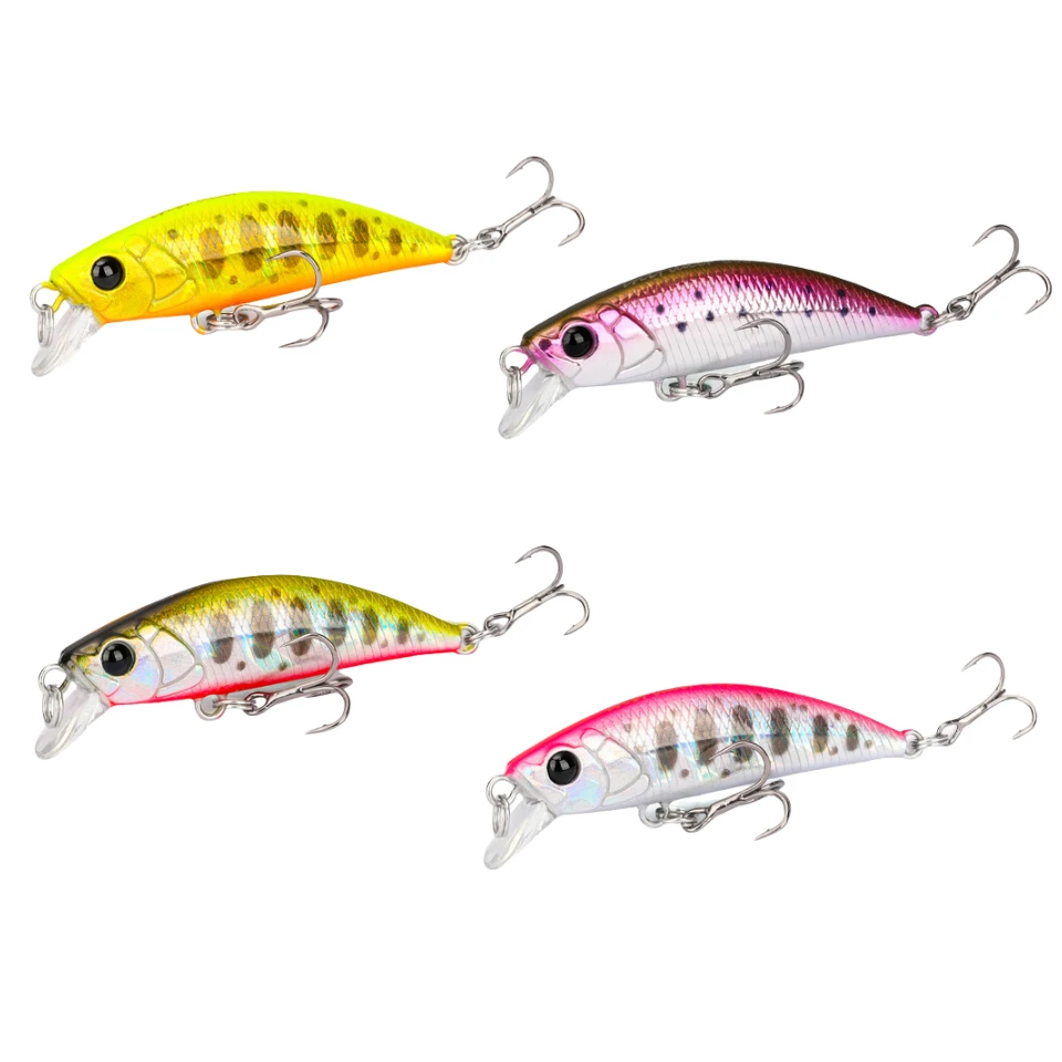 

TSURINOYA 4PC Minnow Hard Fishing Lure Bait 50mm 5g Sinking Water Mini Minnow Wobbler Treble Hooks Artificial Whopper Crankbait