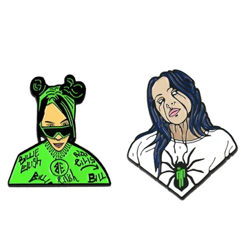 

12pcs Billie Eilish Pin brooch Lapel Enamel funny Pins and Brooches backpack bags badge clothes Gift for women fashion jewelry