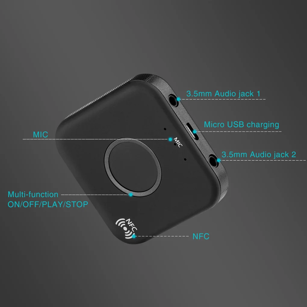 Wireless Transmitter 3 5mm Audio Receiver Adapter Bluetooth 4 2 Receiver Car Headphone Speaker Stereo Receiver Mic
