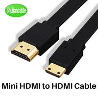 Flache High Speed Mini HDMI zu HDMI Kabel 1m 1,5 m 2m 3m 5m 4K 3D 1080P für kamera monitor projektor notebook TV Mini HDMI kabel
