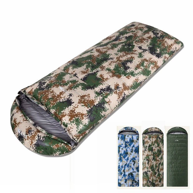 

Portable Camo Envelope Type Down Sleeping Bag Spring Autumn Outdoor Camping Waterproof Sleeping Bags Duck Down Content 800g