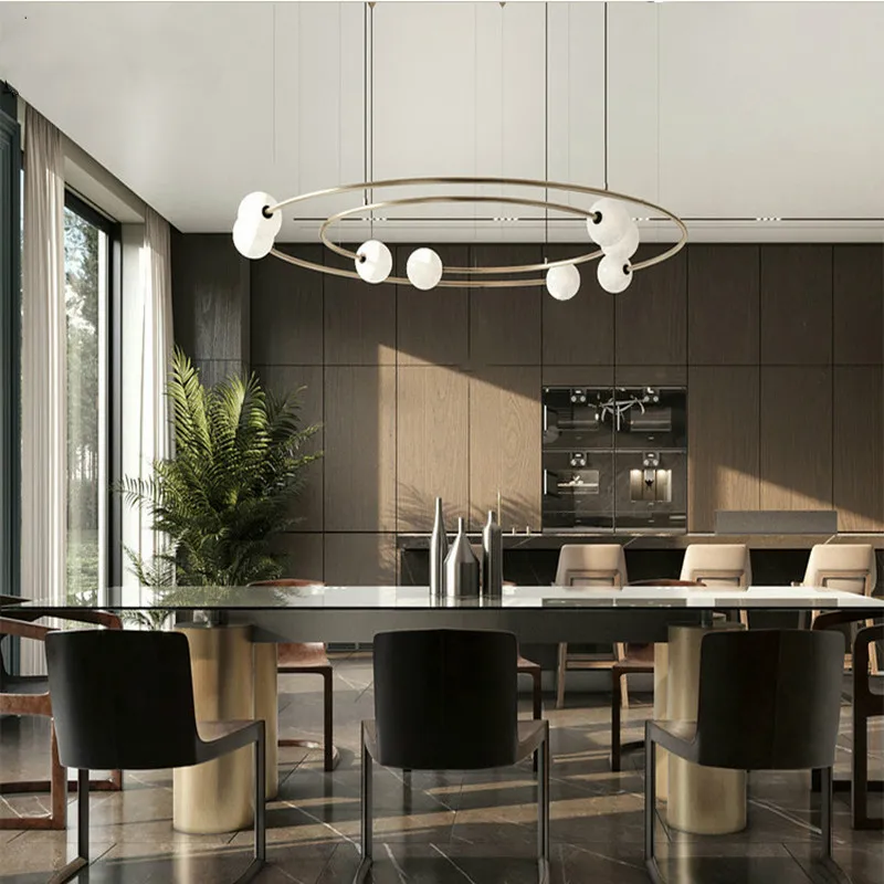 Retro Vintage LED Round Pendant Lights Creative Modern Galactic Glass Hanging Lamp for Restaurant Livingroom Bar Cafe Lustres