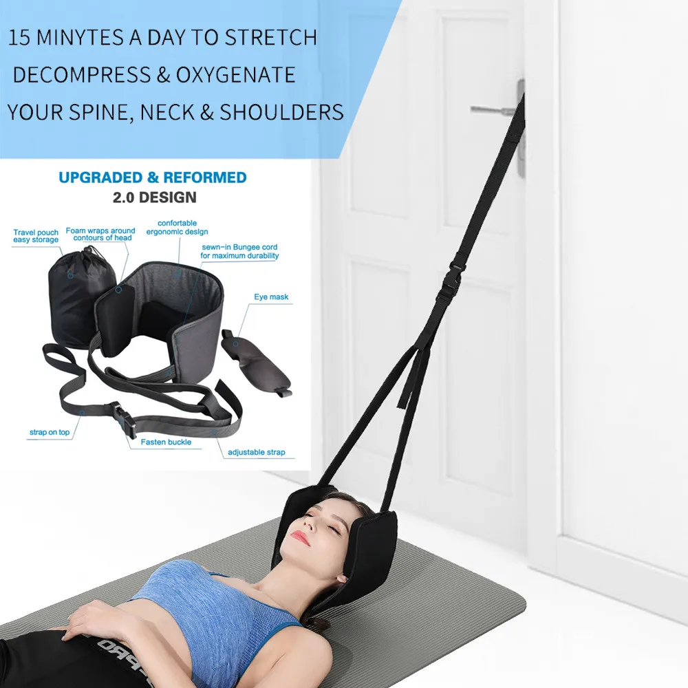

Hammock stand for Neck Pain Relief hamac cervicales with Durable Elastic Safety Cords & Adjustable Straps and Free Eye Mask