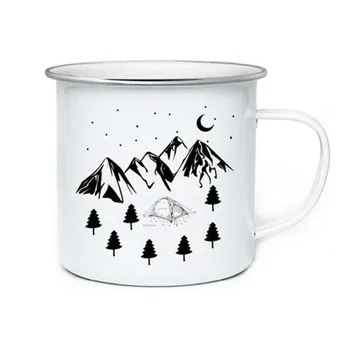 

Stainless Steel Camping Coffee Mug Birthday Christmas Outdoors Metal Enamel Campfire Cup Custom Milk Enamel Mugs