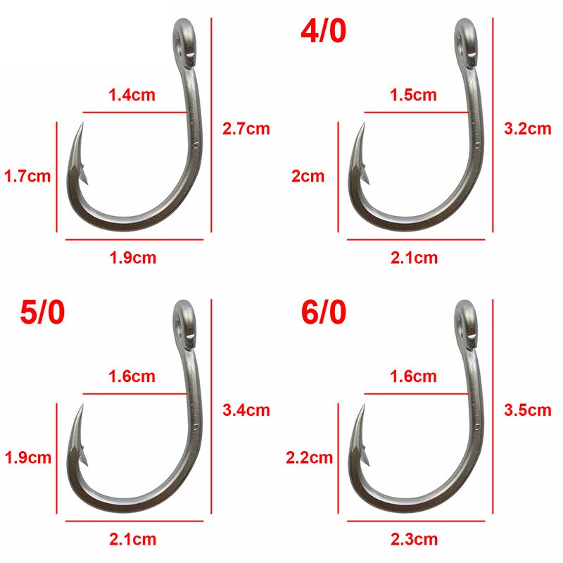Anzóis Pesados AGOOL - 5 Peças, 4 Tamanhos Diferentes Para Pesca De Atum E Peixes Grandes