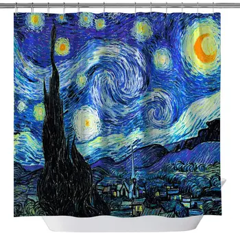 

Waterproof Polyester Fabric Shower Curtain Starry Night Moon Art Shower Curtains Home Decoration Bathroom Shower Curtain