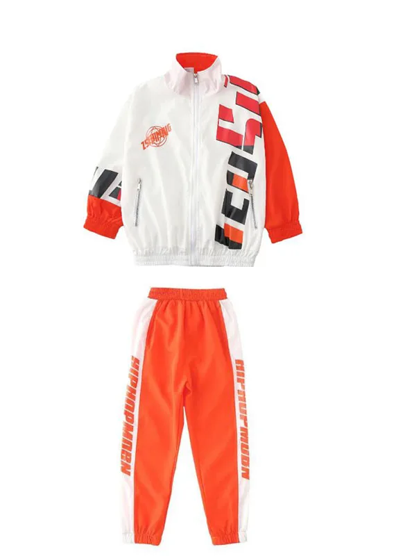 Blue clothing set Костюмы для джазовых танцев для детей 6, 8, 10, 12, 14, 16 лет, уличная спортивная одежда в стиле хип-хоп для мальчиков и девочек, комплект из куртки и штанов - Цвет: Blue clothing set