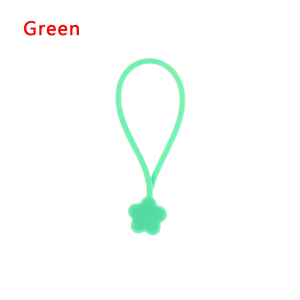 green Модный многофункциональный цветок мягкий силиконовый держатель кабеля Галстуки Зажим для электромагнитного трала провода Органайзер держатель для наушников моталка - Цвет: green