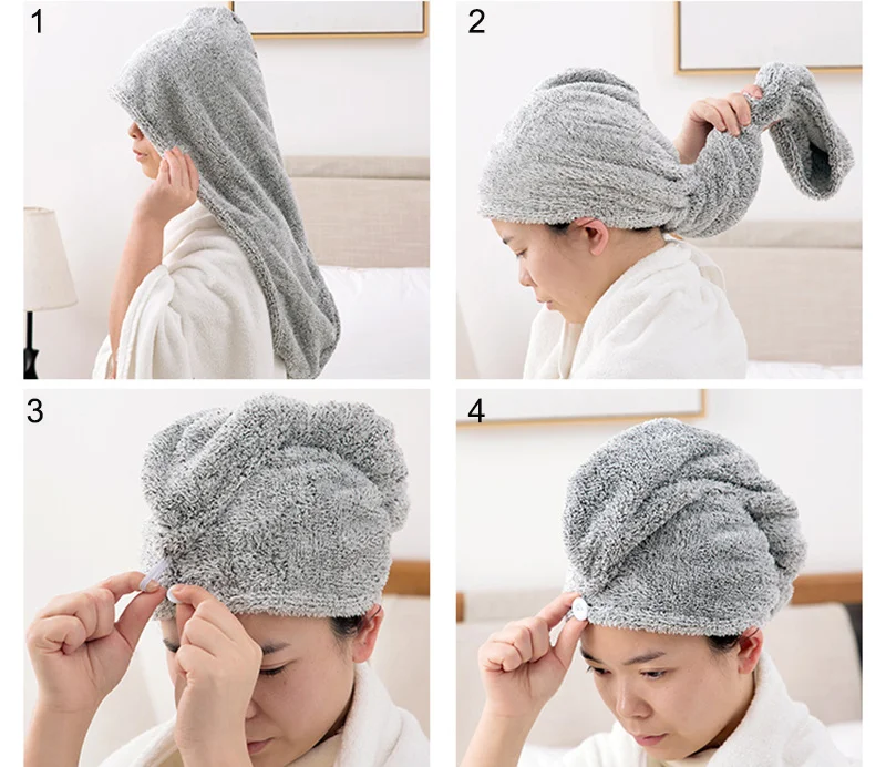 Eco-friendly Super Absorbent Hair Towel Soft Bath Head Turban Wrap Quick Dry Shower Hair Towels Hat For Drying Hair Women Girls