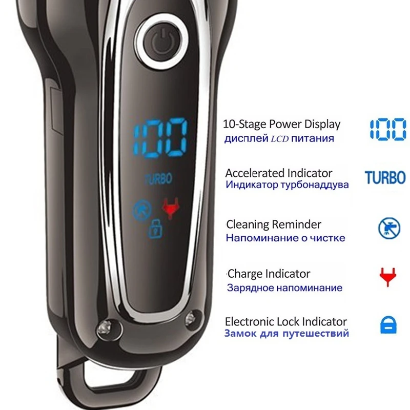 Hair clipper hair trimmer TURBO barber hair clipper professional men hair trimmer LCD electric cutting machine Salon tool Haircut cord&cordless