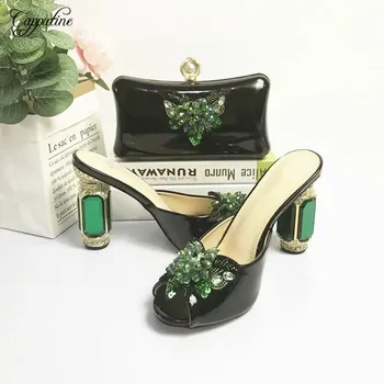 

Latest black high heel shoes and handbag nice women's pumps shoes with purse bag ASB2 heel height 10cm