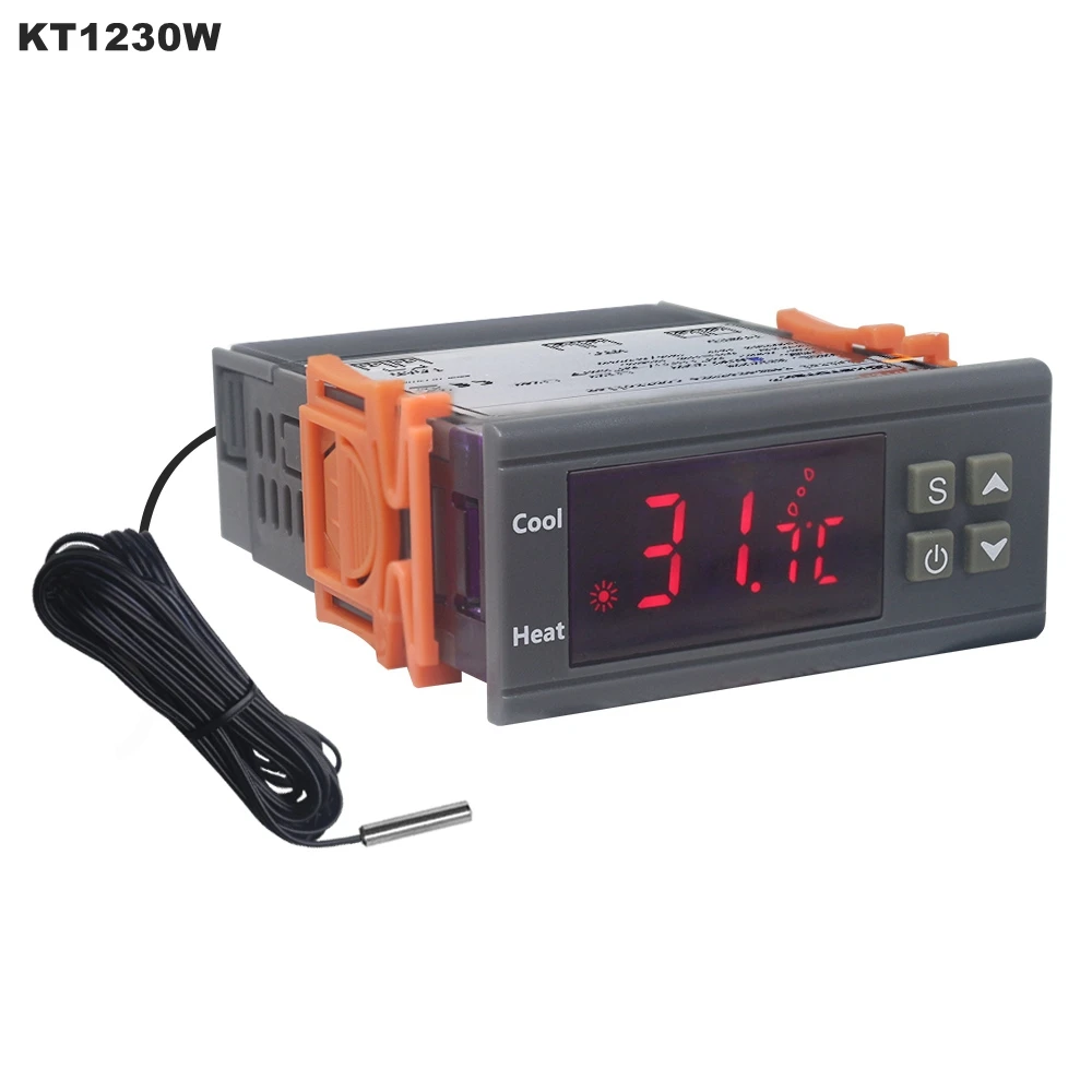 KT1230W 90-250V 30A C/F Digital Thermostat Temperature Controller Regulator -50~110C with NTC Sensor Relay Output