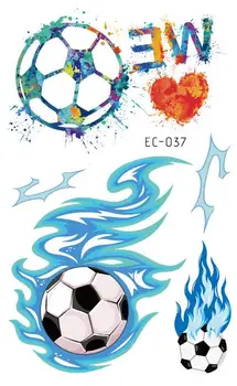 

Boy Child Temporary Tattoo Sticker Blue Flame Football Design Body Art Tatoo Motion Hands Foot Waterproof Fake Tattoo Sticker