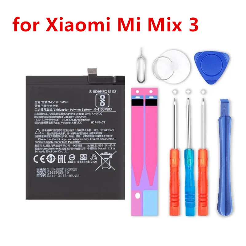 NEW 0 Cycle 3100mAh BM3K Battery for Xiaomi Mi Mix 3 High Quality Mobile Phone Replacement Accumulator | Мобильные телефоны и