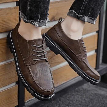

New Autumn Soft Men's Casual Shoes Breathable Leather Handmade Loafers Brand Men Shoes Flat Moccasins Men Sneakers Leisure