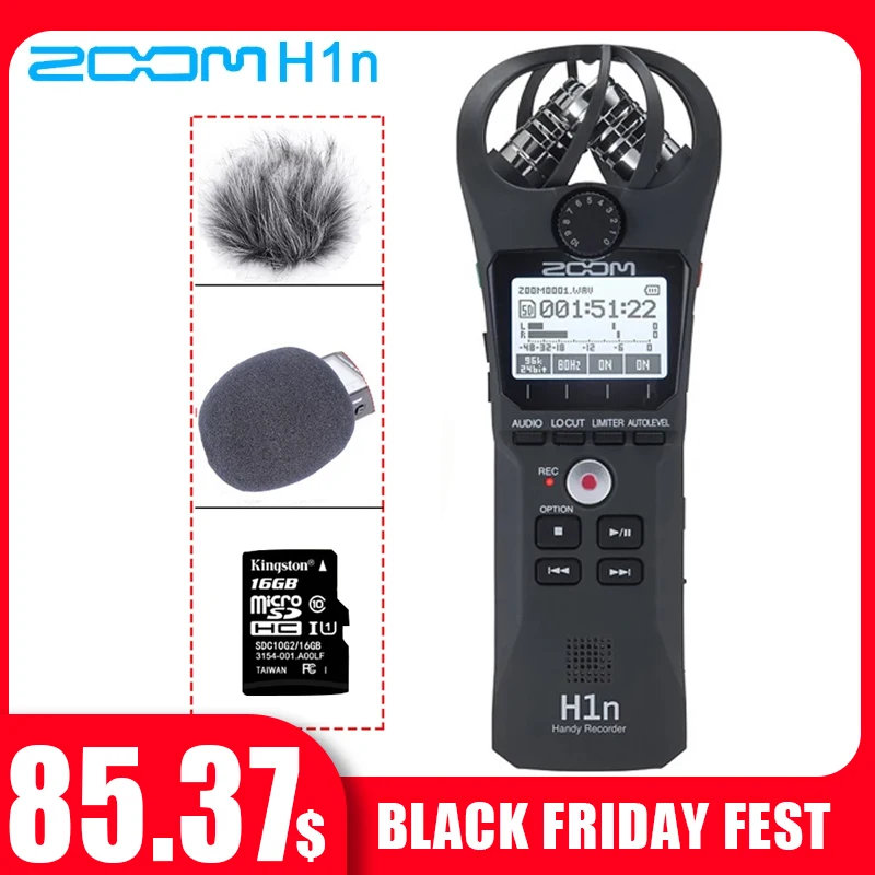 Zoom H1N Handy Portable Digital Recorder With BOYA