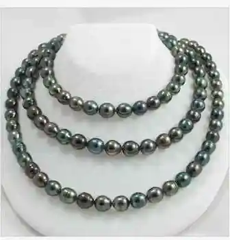 

TAHITIAN 9-10MM TAHITIAN BLACK GREEN PEARL NECKLACE 50"