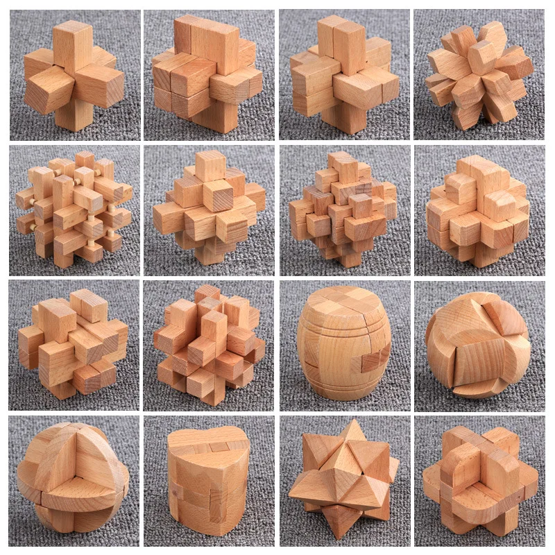 

Large Size Lock Luban Lock Set Children Adult Intelligence Unlock Kong Ming Educational Toy Mainland China Storage Box Wood