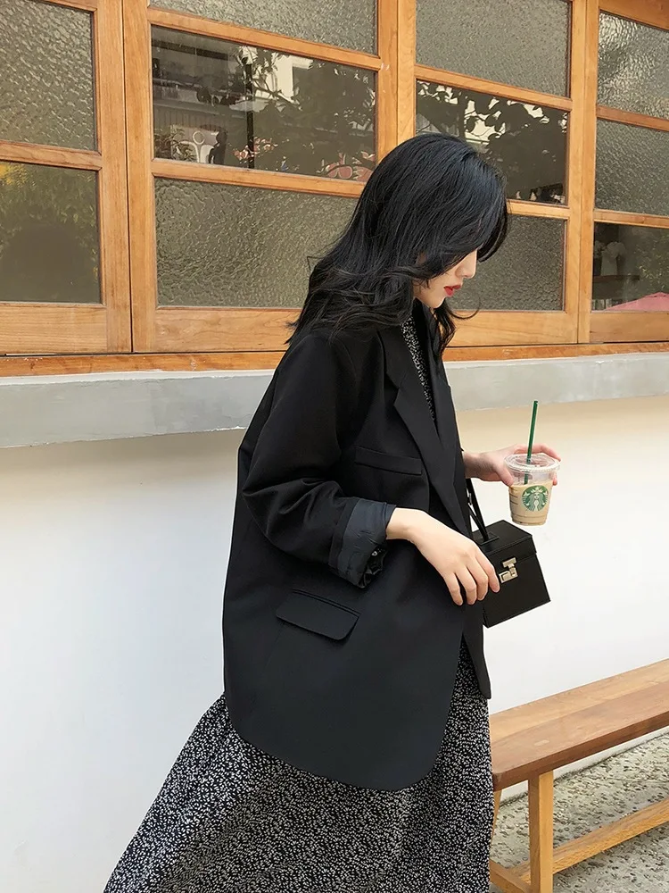 

Elder Brother Broad xi han Version Vertical Multijunction Textured Casual Small Suit Loose-Fit Versatile Short Suit Women's Spri