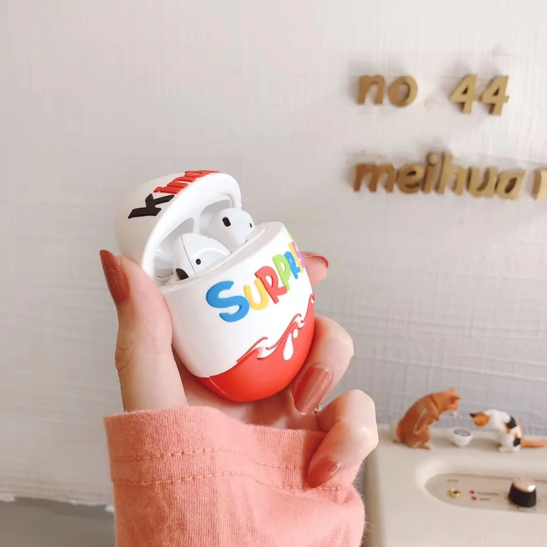 Горячая kinder fun eggs беспроводной Bluetooth чехол для наушников для AirPods 2 1 шоколад сюрприз коробка 3D силиконовая Мягкая гарнитура coque чехол
