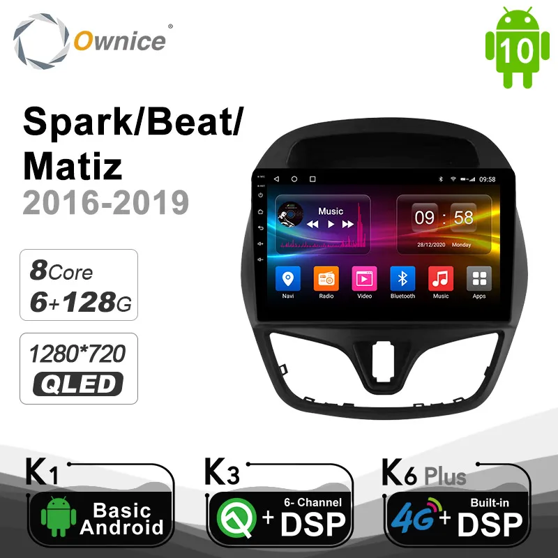Автомобильный DVD-проигрыватель 6G + 128G Ownice Android 10 0 4G LTE для Chevolet Spark / Beat Matiz 2016-2019