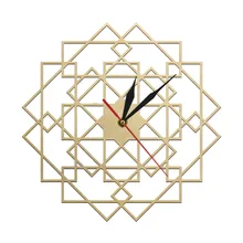 Геометрические Квадратные настенные часы многоугольная Мандала деревянные часы декор стен для дома скандинавские Современные настенные художественные деревенские бесшумные домашние часы