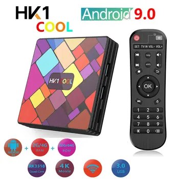 

20pcs HK1 Cool Android 9.0 Smart TV Box 4GB 128GB/64GB Dual Wifi TVbox 2G 16G RK3318 Quad Core Streaming Media Player 4K Mini PC