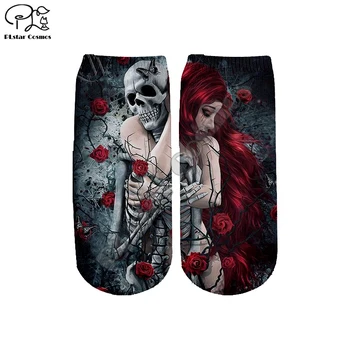 

PLstar Cosmos Drop shipping Halloween Horror 3D Printed Women/men/boy/girl Cartoon Colorful casual Funny Short Ankle Sock Style2