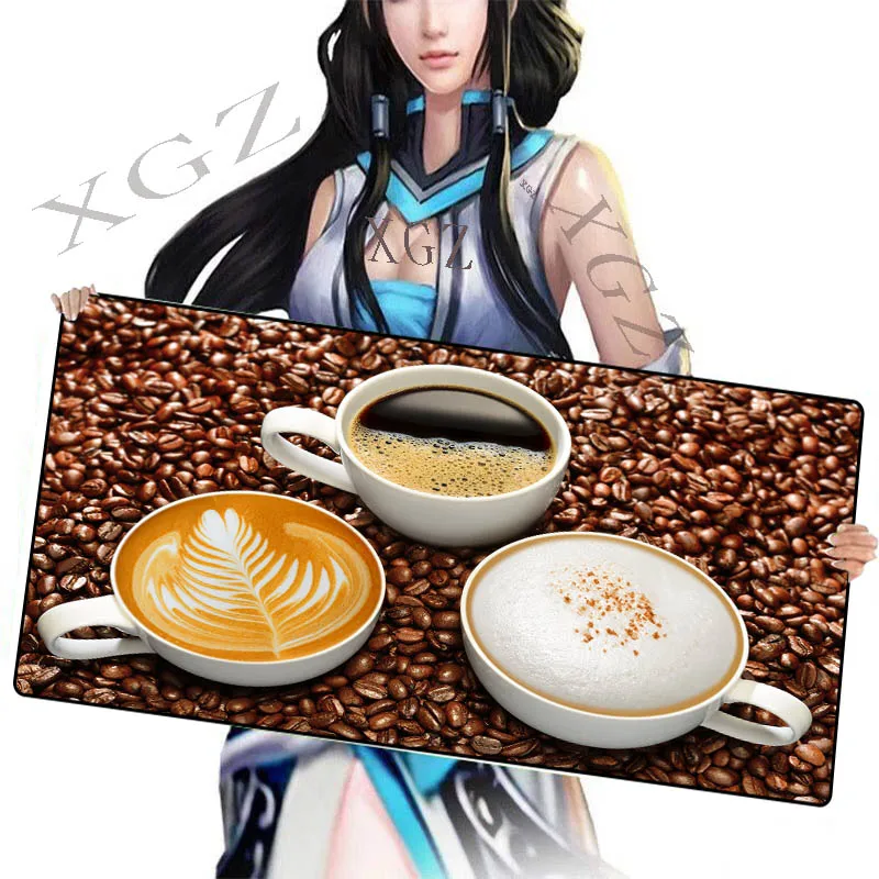 XGZ Large Mouse Pad Black Lock Edge Three Flavors of Coffee Computer Desk Mat Rubber Non-slip Game Accessories Csgo Dota Xxl | Компьютеры