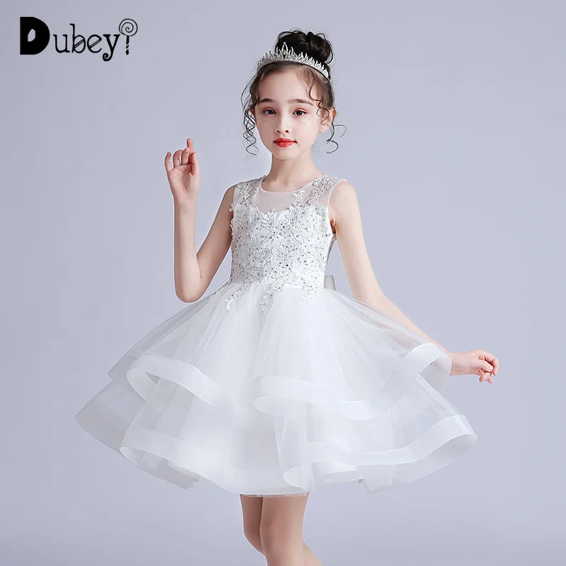 Flower Girl Double Layers Fluffy Princess Dress Elegant 4 12 Years Old
