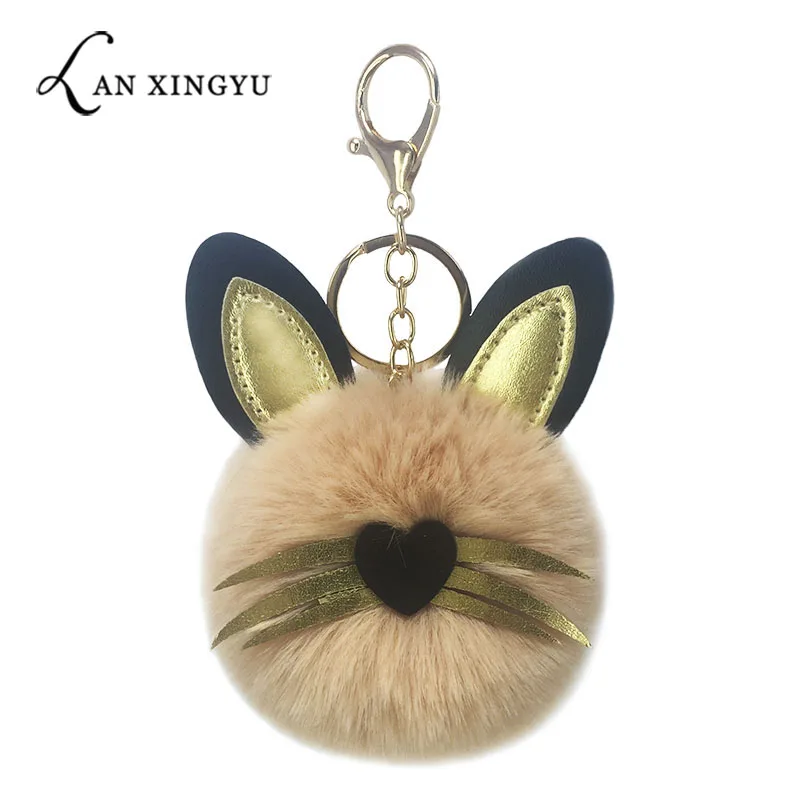 Милый PU искусственный мех Кот помпон брелок кулон дамская сумка животное