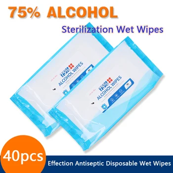 

New 40Pcs/box Disinfection Wipes Pads Alcohol Swabs Wet Wipes Skin Cleaning Care Sterilization First Aid Cleaning Tissue Box